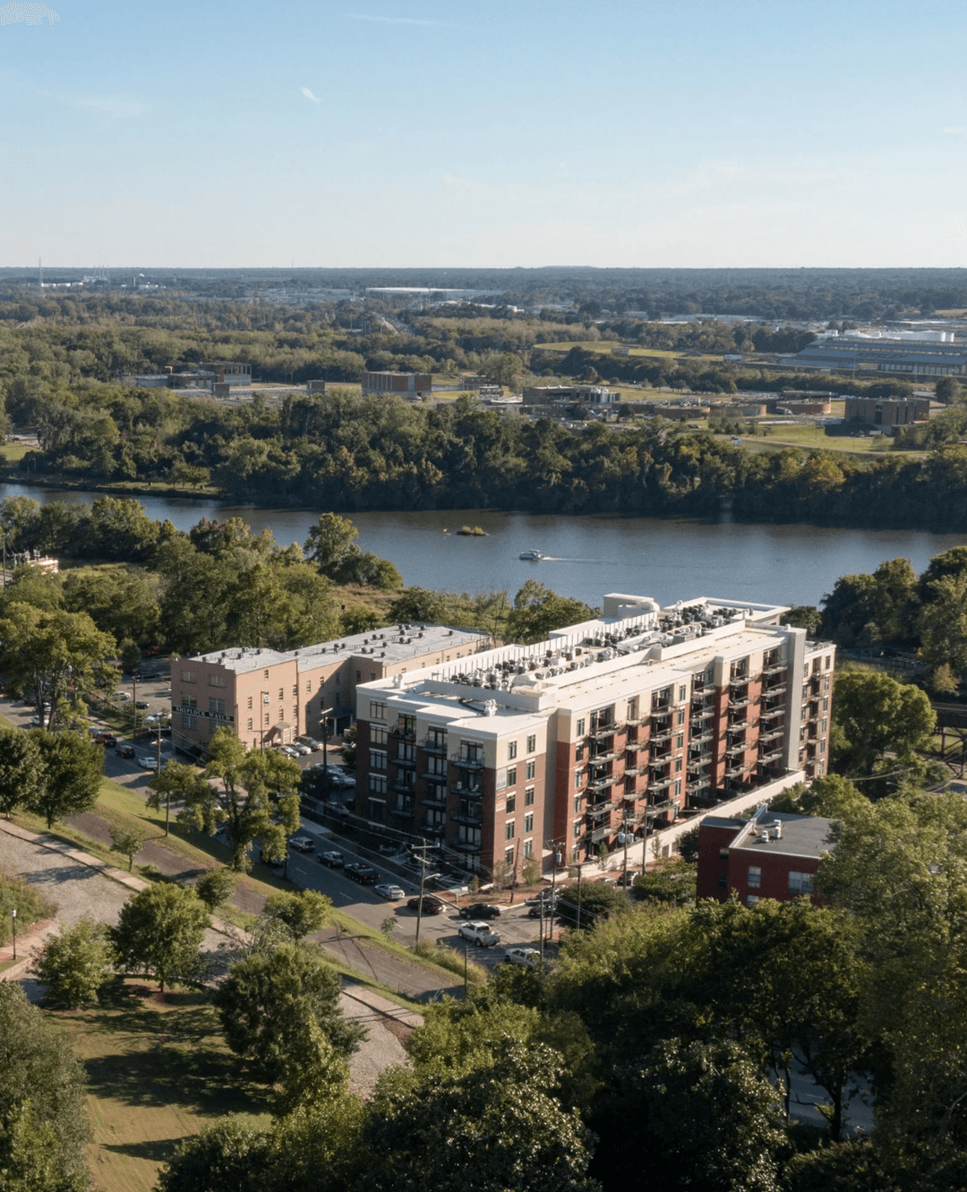 Apartment bedroom with river view